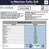 Le Marinier Celtic Salt Organic Grey Coarse, 1.1lb - 18oz. Mineral Rich 100% Natural and Unrefined French Sea Salt Organic. Hand Harvested Mineral Sea