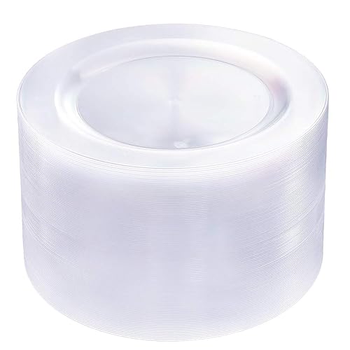 bUCLA 100Pieces Clear Plastic Plates -10.25inch Disposable Dinner Plates- Premium Weddings& Party Plates