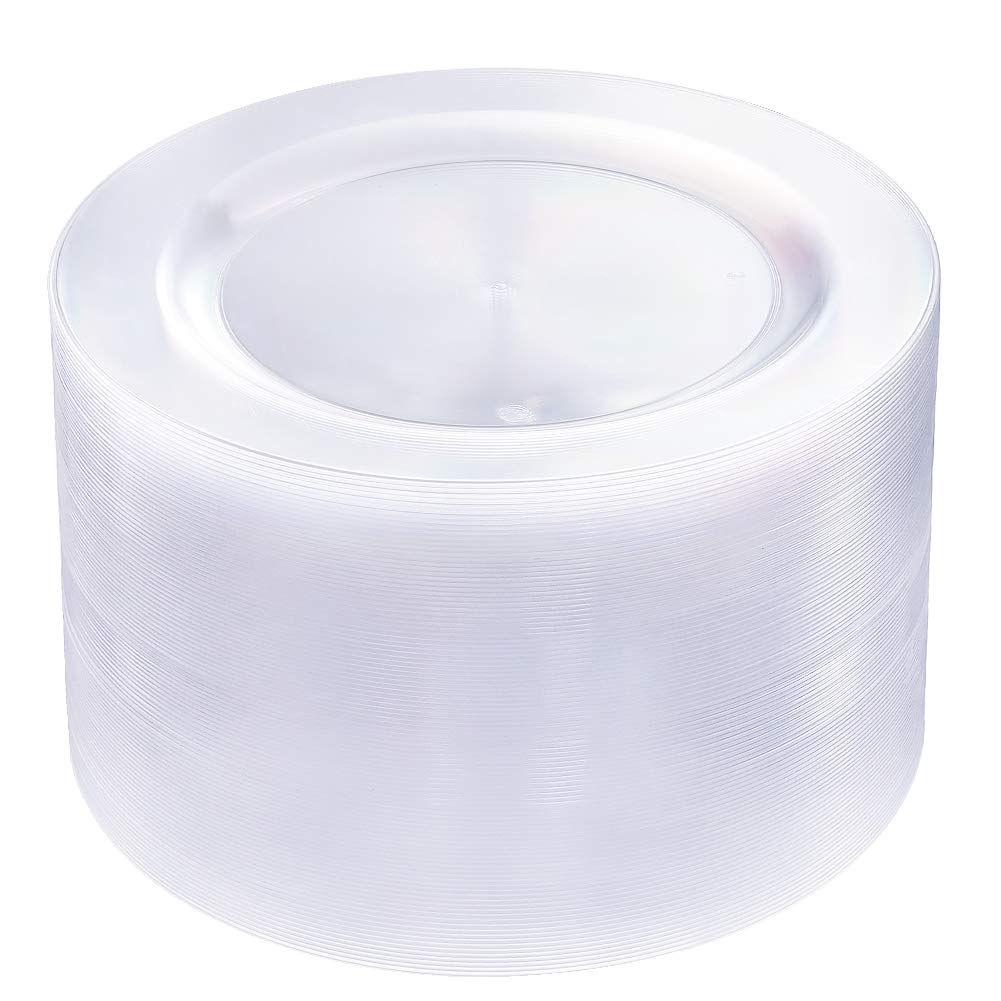 bUCLA 100Pieces Clear Plastic Plates -10.25inch Disposable Dinner Plates- Premium Weddings& Party Plates