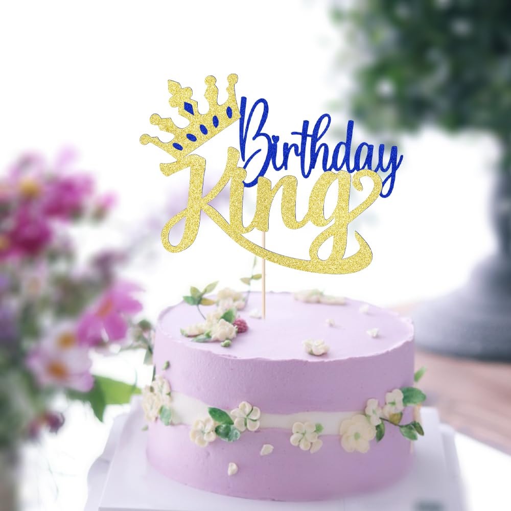 Auteby Glitter King Birthday Cake Topper,Boy Prince 1st 2nd 3rd 10th 13th 18th 21st 30th 40th 50th Birthday Cake Topper/Gender Reveal Party