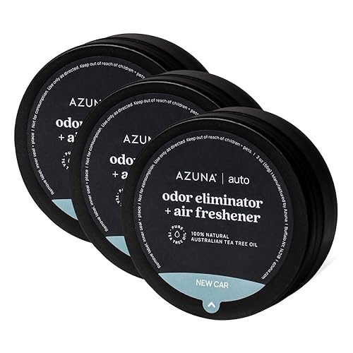 Azuna Car Air Freshener & Auto Odor Eliminator Pods Trio | New Car Scent | Plant Powered by 100% Australian Tea Tree Oil | Long Lasting and No harsh