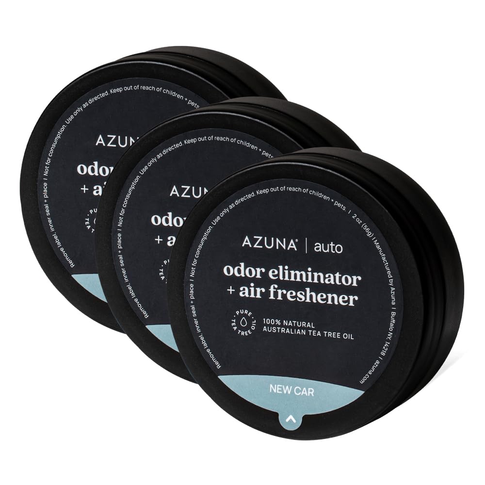Azuna Car Air Freshener & Auto Odor Eliminator Pods Trio | New Car Scent | Plant Powered by 100% Australian Tea Tree Oil | Long Lasting and No harsh