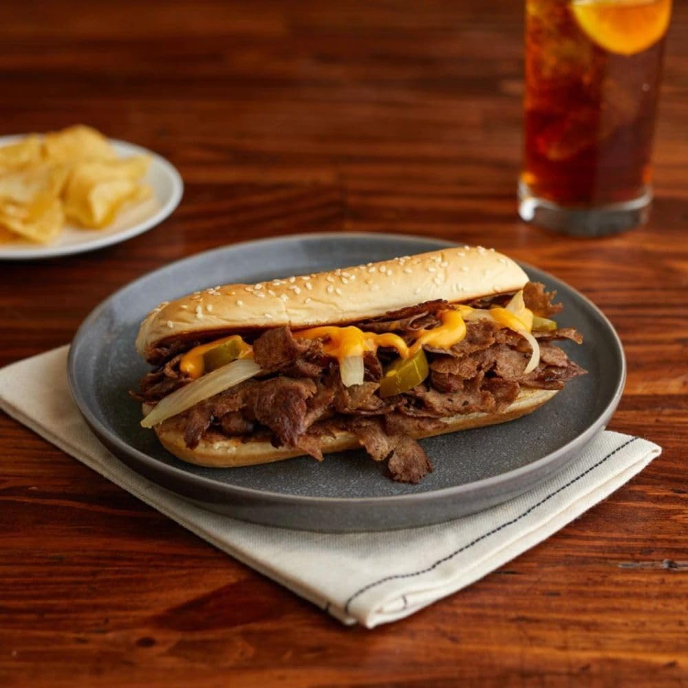 Original Philly Marinated Beef Sandwich Slices, 4 Ounce -- 40 per case.