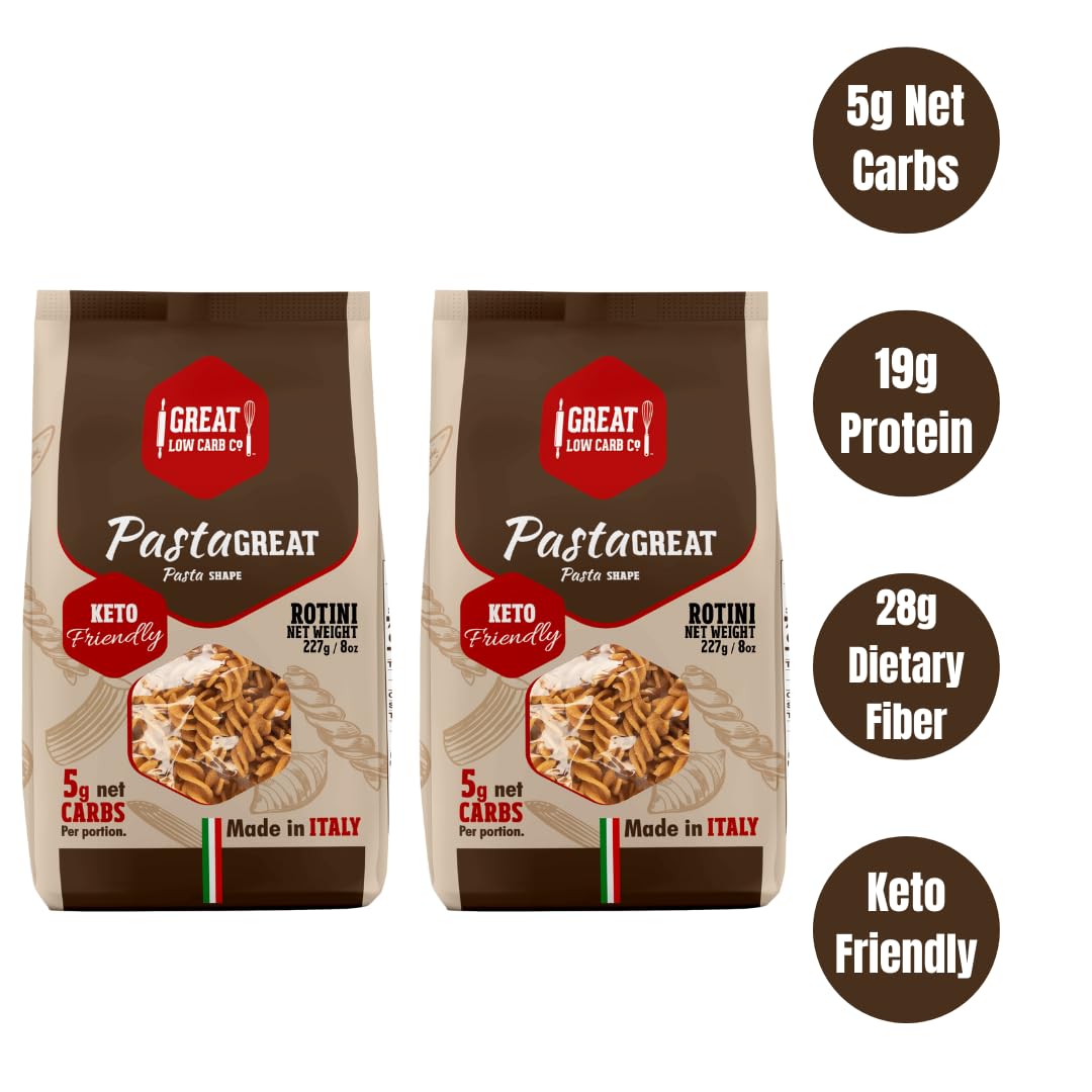 2 Packs Great Low Carb Bread Co., Rotini, 8oz, Low Carb Pasta