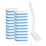 Magic Sponge Eraser Brush with Handle - 20 Pack Replacement Pads, Easy Swap Hook & Loop Fastener, Cleaning Tool for Kitchen, Bathroom, Tile, Sink