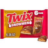 TWIX Caramel Cookie Snowmen Christmas Chocolate Candy Bars, 6 Ct Pack