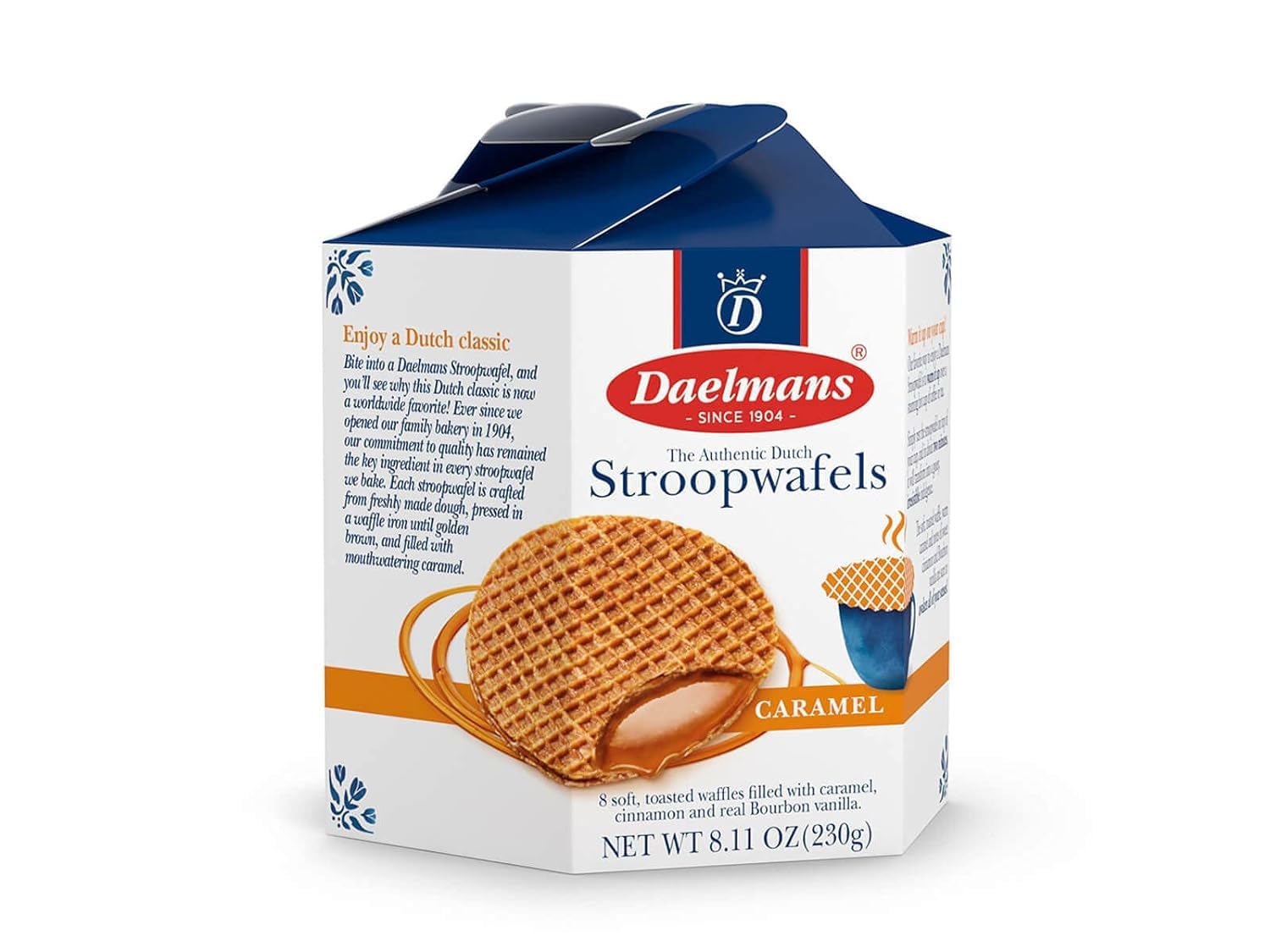 DAELMANS Caramel Stroopwafels - Authentic Soft Toasted Dutch Waffles, Cinnamon, Bourbon Vanilla, Certified Kosher Dairy - 8.11 Ounce (Pack of 1)