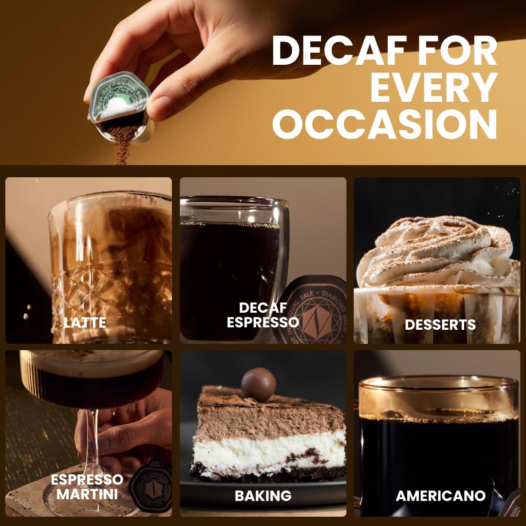 Luxury Instant Espresso - Decaf, Hot or Iced Instant Coffees, Cold Brew Coffee, Double Shot Espresso, 12 Count, 100% Arabica, Sugar Free, No Additives