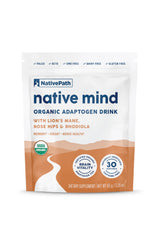 NativePath Native Mind Organic Adaptogen Herbal Support Blend - Organic Mushroom Drink Powder with Lion's Mane, Rhodiola & Rose Hips - 30 Servings