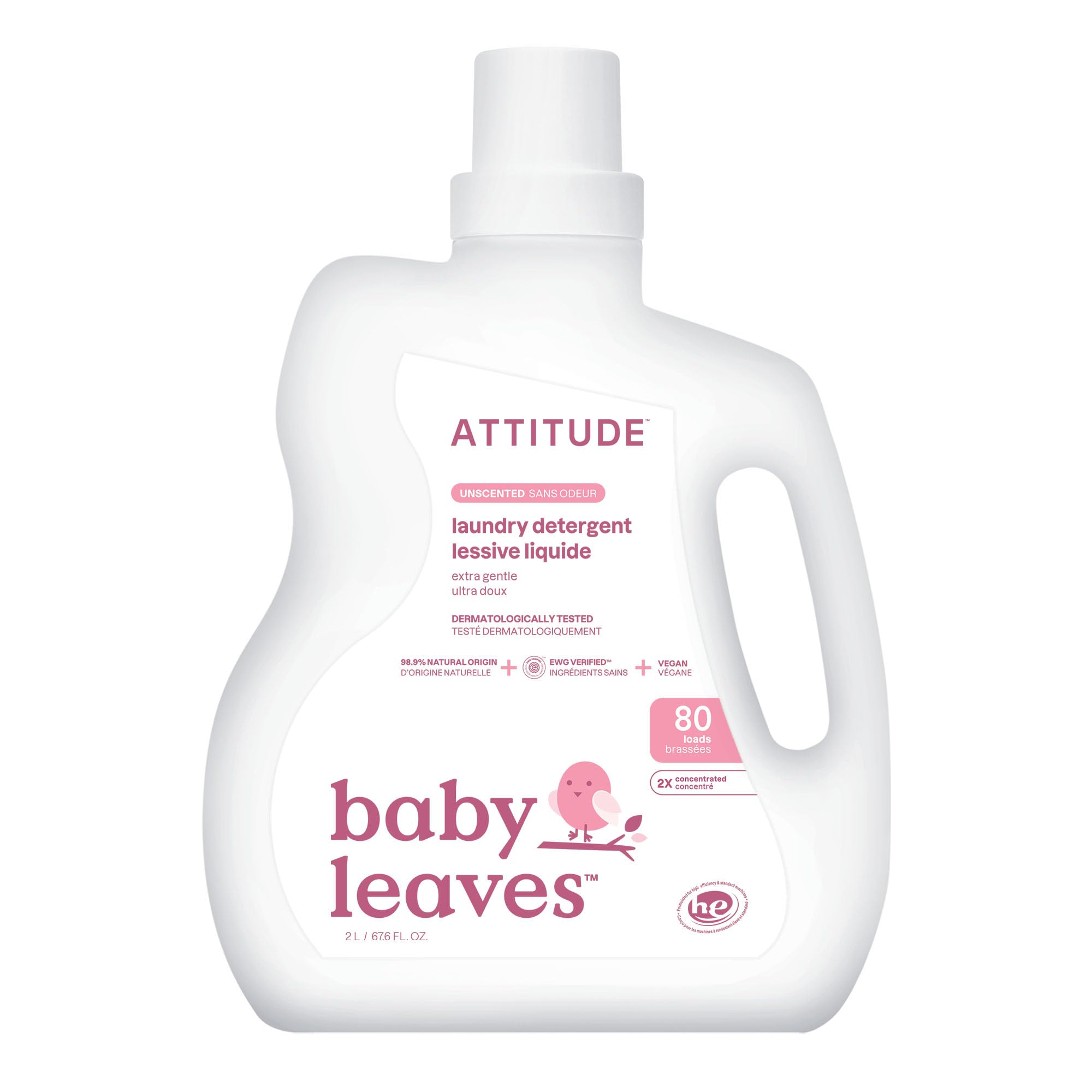 ATTITUDE Baby Laundry Detergent Liquid, EWG Verified, Safe for Baby Clothes, Infant and Newborn, Vegan and Naturally Derived Washing Soap, HE