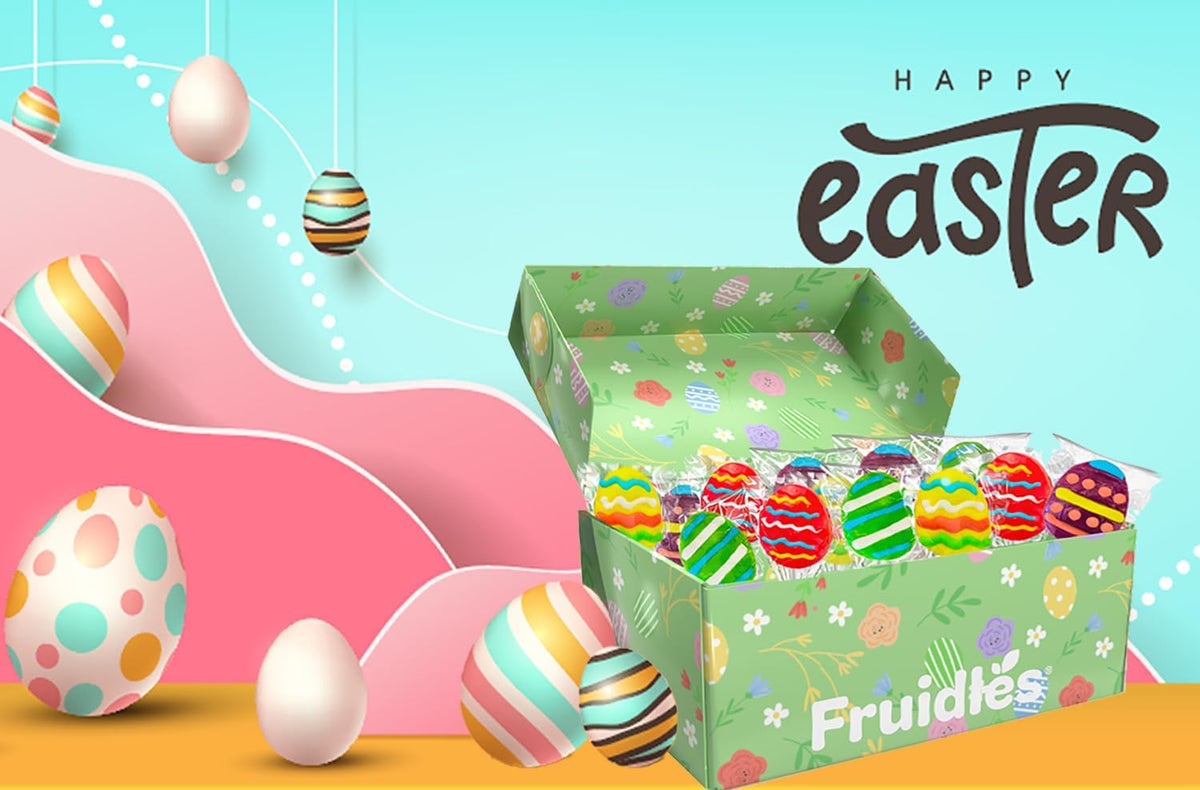Fruidles Happy Easter Egg Lollipops Suckers, Fat-Free - Individually Wrapped Easter Egg Pops (Pack of 72)