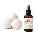 Roses Natural Wool Dryer Balls & Dryer Spray Bundle - 3 Reusable Dryer Balls + Plant-Based Essential Oil Dryer Spray, Natural Fabric Freshener