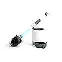 REDANT Toilet Brush and Holder Set, Silicone Toilet Bowl Brush/Cleaner Scrubber, Reusable Bathroom Cleaning Supplies with Cleaners Dispenser