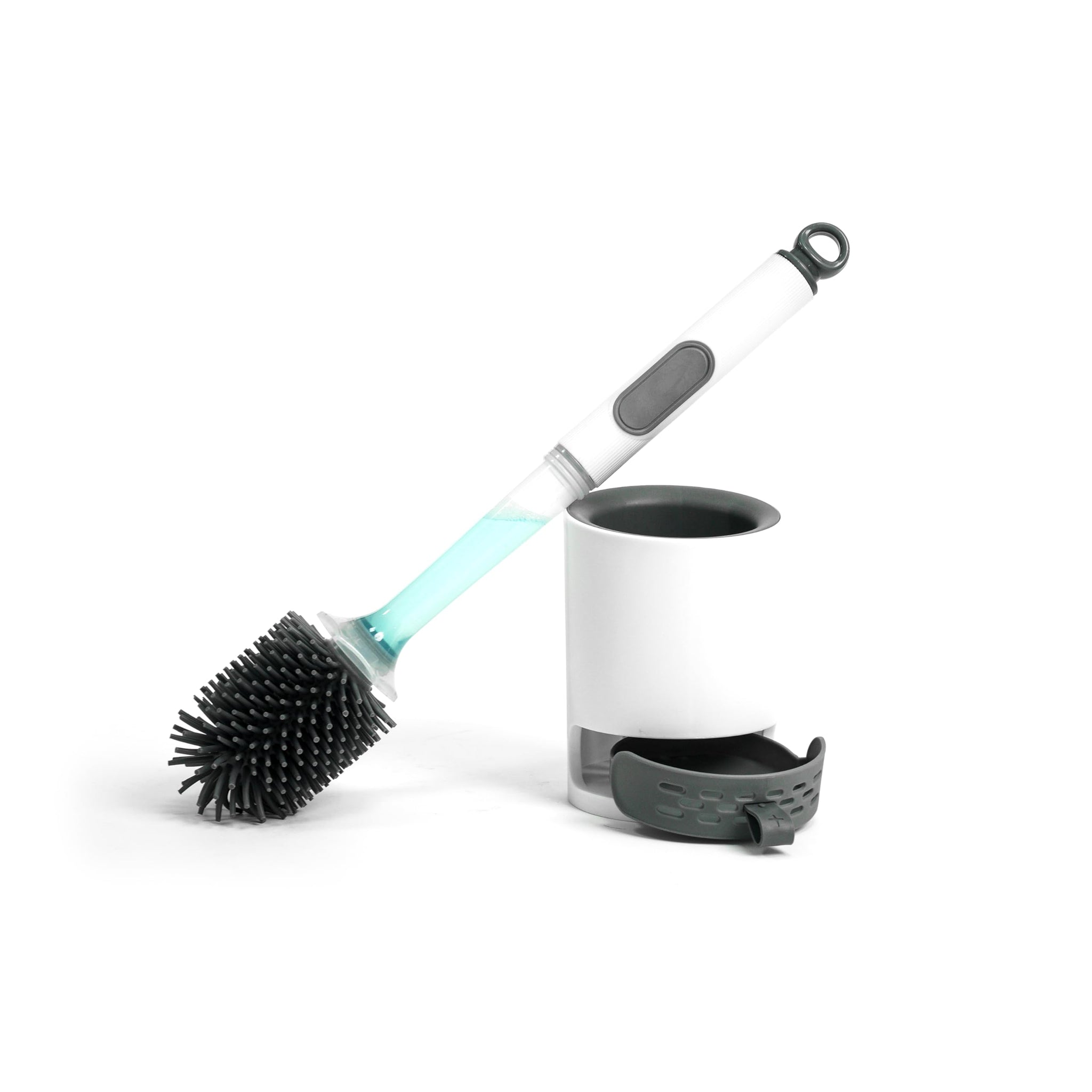 REDANT Toilet Brush and Holder Set, Silicone Toilet Bowl Brush/Cleaner Scrubber, Reusable Bathroom Cleaning Supplies with Cleaners Dispenser