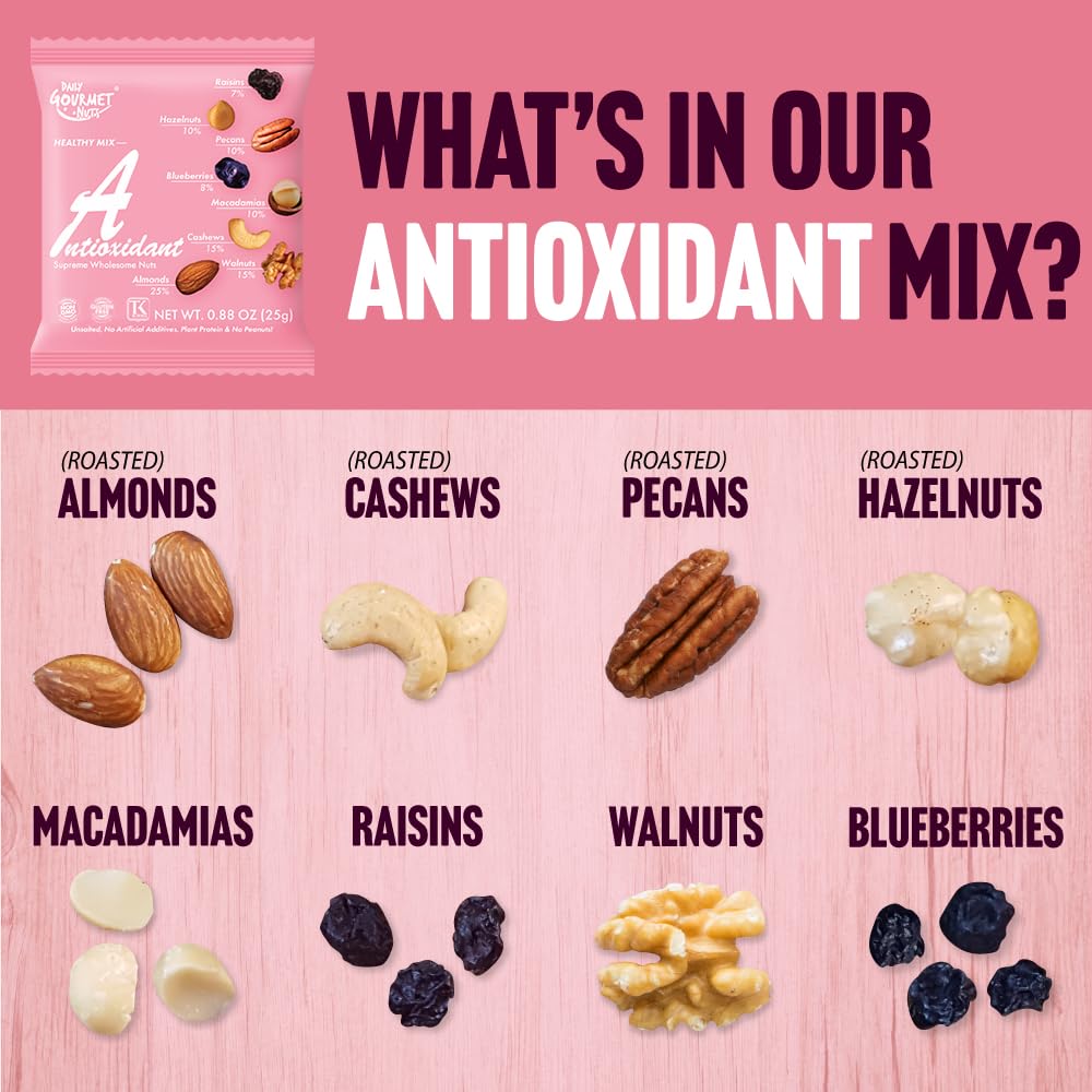 Daily Gourmet Nuts - Unsalted Mixed Nuts Snack Packs/Individually Wrapped Snacks/Nut Snacks/No Peanuts/Healthy Trail Mix Individual Packs/Deluxe