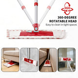 Microfiber Flat Mop for Floor Cleaning, 360° Rotating Hardwood Mop with 2 Reusable Washable Pads, Wet Dry Dust Mop with Coated Iron Handle, Lazy