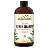 Banyan Botanicals Refined Sesame Oil - Organic Sesame Oil for Skin, Body, Hair & More - Multiple Sizes - 24 oz - Non GMO Sustainably Sourced Vegan