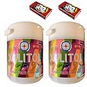 Jinkyoerr Lotte Xylitol Gum 7 Fruits Flavor Assortment Bottle 4.69oz(133g) Set Of 2 And Chewing Gum 2pcs