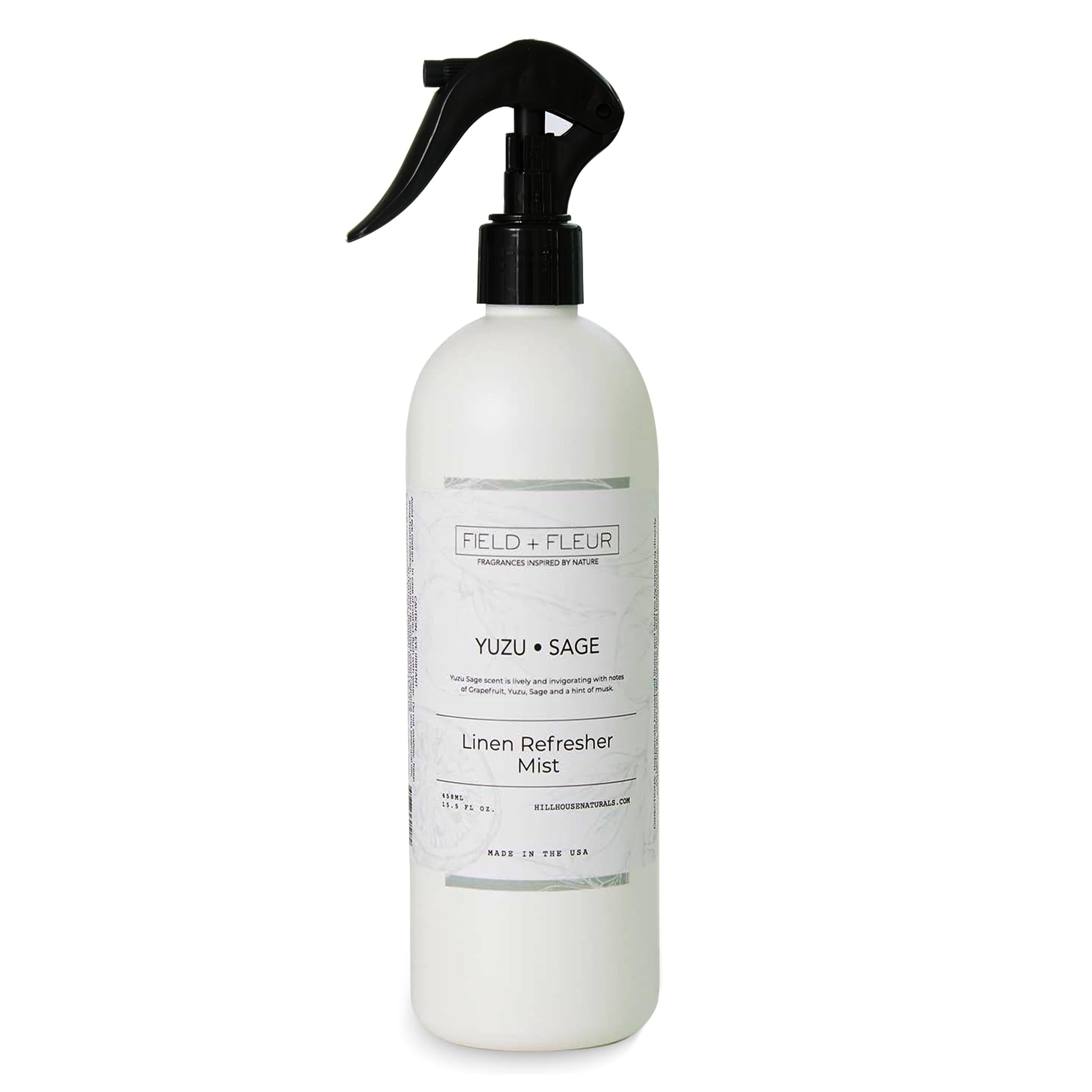 Field + Fleur - Linen Refresher Mist - Aromatic Spray for Fabrics - Refresh Bedding, Curtains & More - Notes of Grapefruit, Yuzu, Sage & Musk - Made