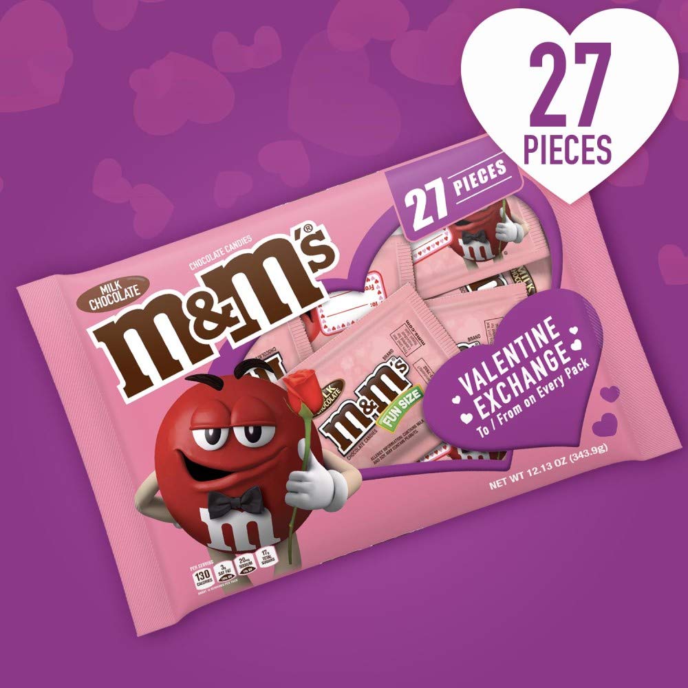 M&M'S Milk Chocolate Fun Size Valentine Chocolate Candy, 12.13 oz Bag