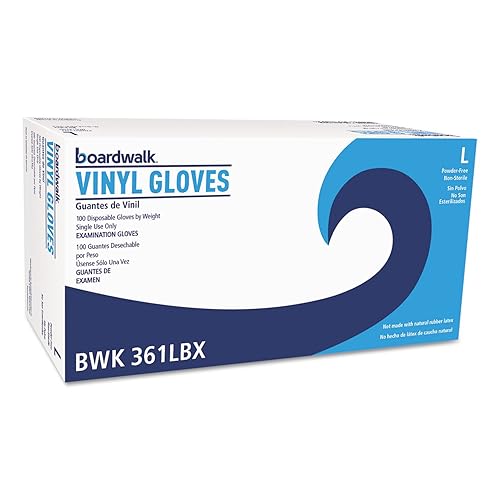 Boardwalk Exam Vinyl Gloves, Powder/latex-Free, 3 3/5 Mil, Clear, Large, 100/box