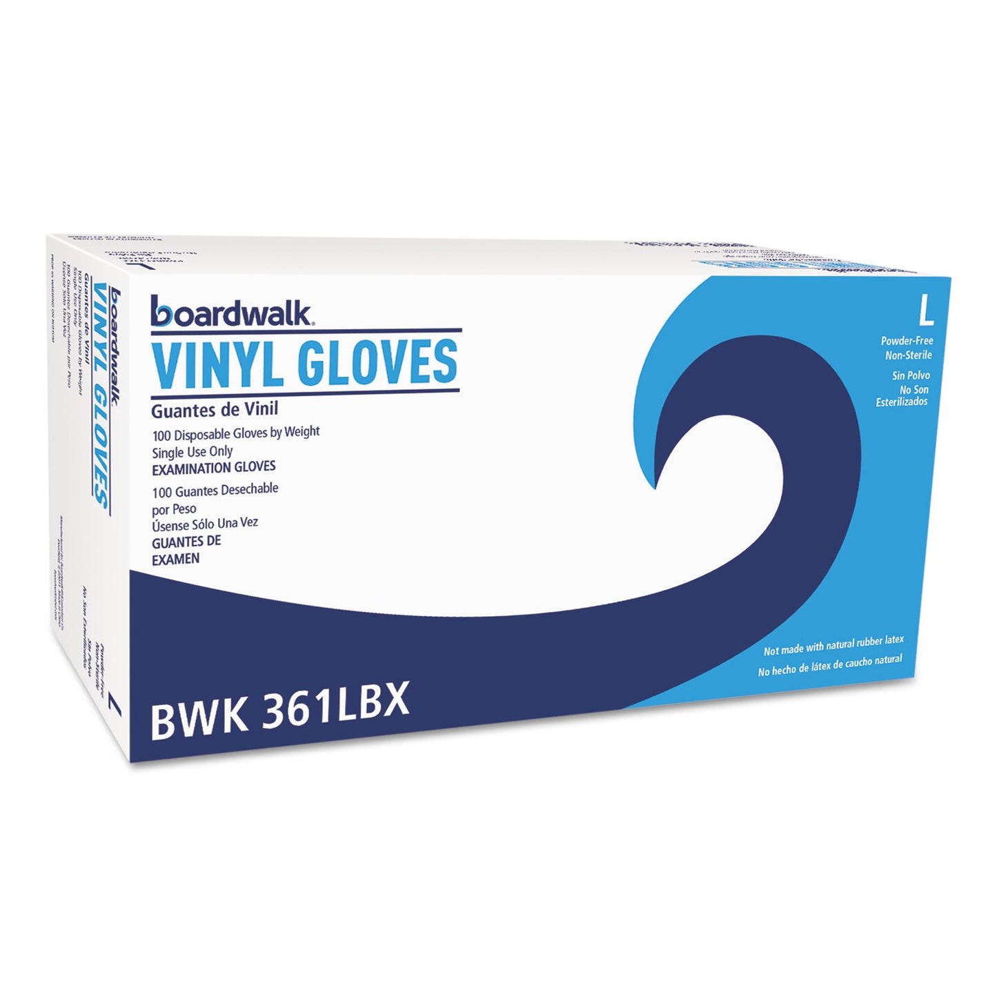 Boardwalk Exam Vinyl Gloves, Powder/latex-Free, 3 3/5 Mil, Clear, Large, 100/box