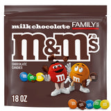 M&M'S Milk Chocolate Candy, Family Size, 18 oz Resealable Bulk Candy Bag