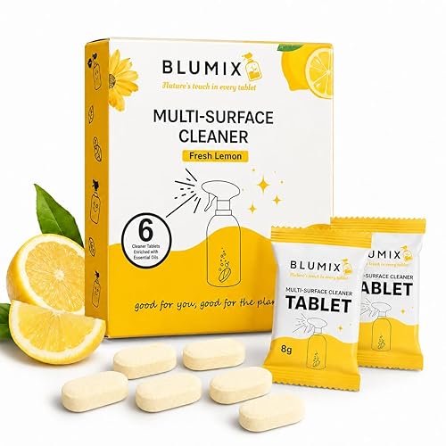 Blumix Multi-Surface Cleaner Refill Tablets - 6 Count | Fresh Lemon Scent | Eco-Friendly, Biodegradable, Plastic-Free Cleaning Refills for Spray