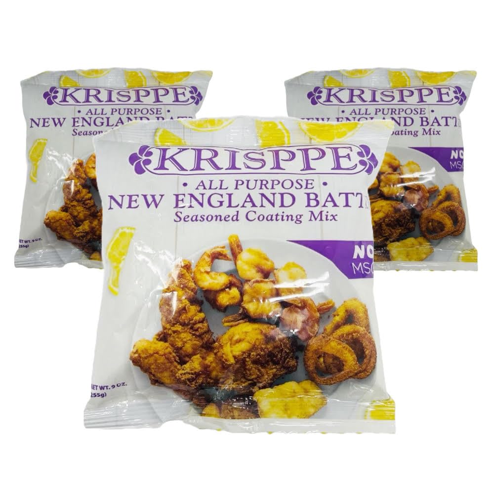 Krisppe All Purpose New England Style Batter Mix for Rhode Island Clam Cakes & Fritters (3 Pack)