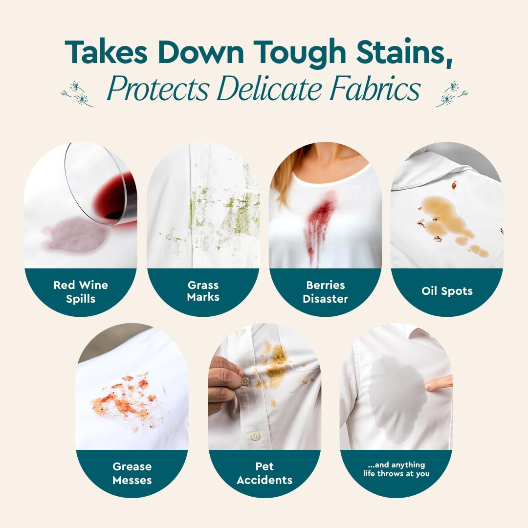 Puracy Laundry Stain Remover Brush for Tough, Deep, and Aged Clothing Stains, with Vegan Bristles for Safe and Effective Stain and Odor Elimination