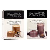 PROTIFIT - High Protein Caramel Caffe Latte & Dark Chocolate Pudding & Shake Mix 2 Pack, 15g Protein, Low Calorie, Low Fat, Low Carb, Aspartame Free