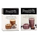 PROTIFIT - High Protein Caramel Caffe Latte & Dark Chocolate Pudding & Shake Mix 2 Pack, 15g Protein, Low Calorie, Low Fat, Low Carb, Aspartame Free