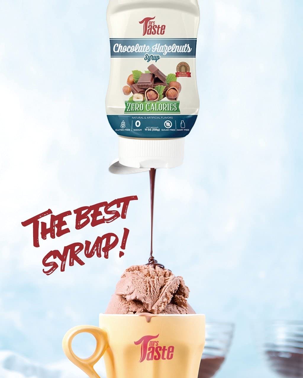 Mrs Taste Sugar Free Chocolate Hazelnut Syrup, Zero Calories, Zero Sodium, Zero Sugar, High Fiber, Keto Friendly, Paleo Friendly, Condiments