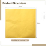 200 Gold Foil Wrappers For Chocolates, Shiny Sheets For Elegant Packaging, Ideal For Gifts And Events