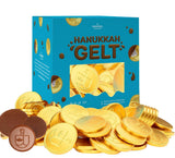 Hanukkah Chocolate Gelt, Nut-Free, Belgian Milk With Dreidel and Menorah Designs Chocolate Coins, Kosher Chanukah Gelt (Half-Pound)