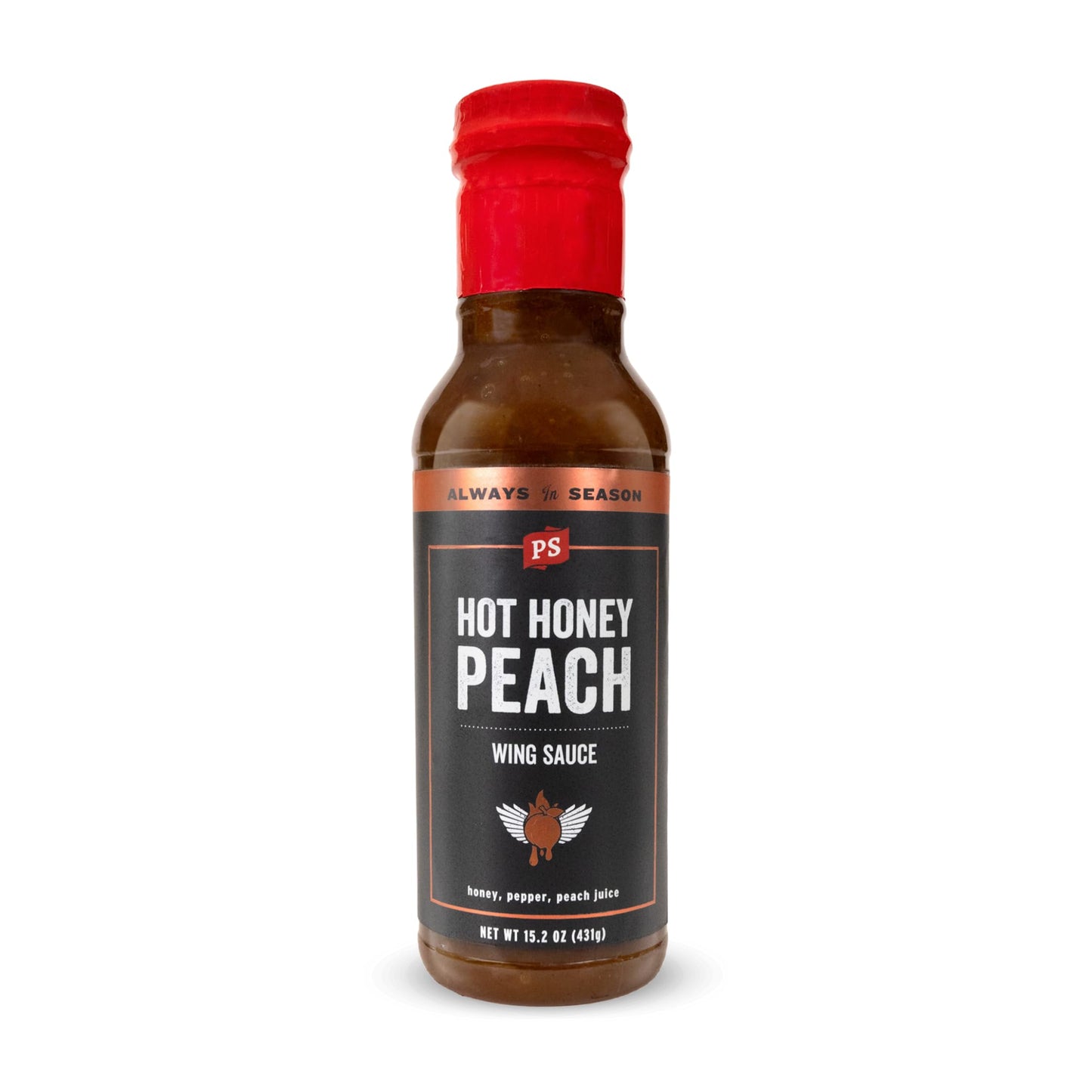 PS Seasoning Hot Honey Peach Chicken Wing Sauce - All-Purpose Hot Wing Sauce for Dipping, Tossing, Glazing, Marinating - Sweet and Spicy Honey