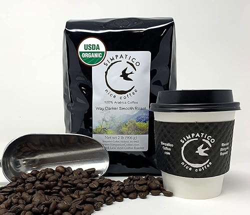 Simpatico Low Acid Coffee - Regular - Organic Way Darker Roast - Ground - (2 pound bag)