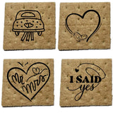 Graham Crackers | Individually Wrapped | 24 x 2 sets = 48 units | Printed designs | Ready for S'mores or Snacks (WEDDING)