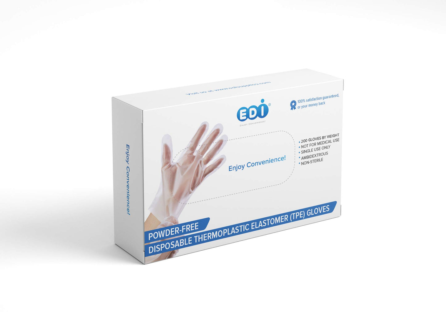 EDI Stretchable Plastic TPE Food Service Gloves (Large, 200 pcs) (Clear) - Powder-Free, Latex-Free