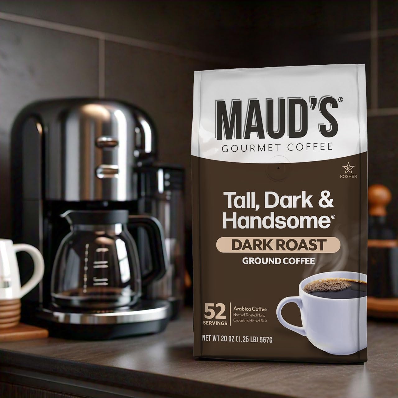 Maud's Dark Roast Ground Coffee, 2 Bags (40oz), 100% Arabica Coffee, 104 Servings