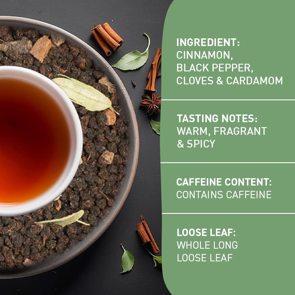 HANDPICK, Premium Chai Tea Loose Leaf (340g/12oz) | Blend Of Black Tea - Masala Chai Tea With Cinnamon, Cardamom, Cloves & Black Pepper | Resealable