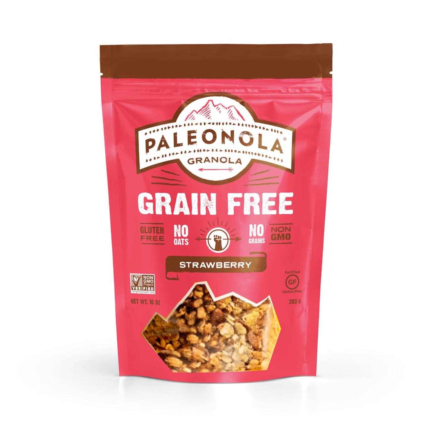 Paleonola Strawberry Grain Free Granola, 10 Oz Resealable Bag (Pack of 1) - Grainless Paleo Granola Blended w/Organic Maple Syrup, Almonds, Dried