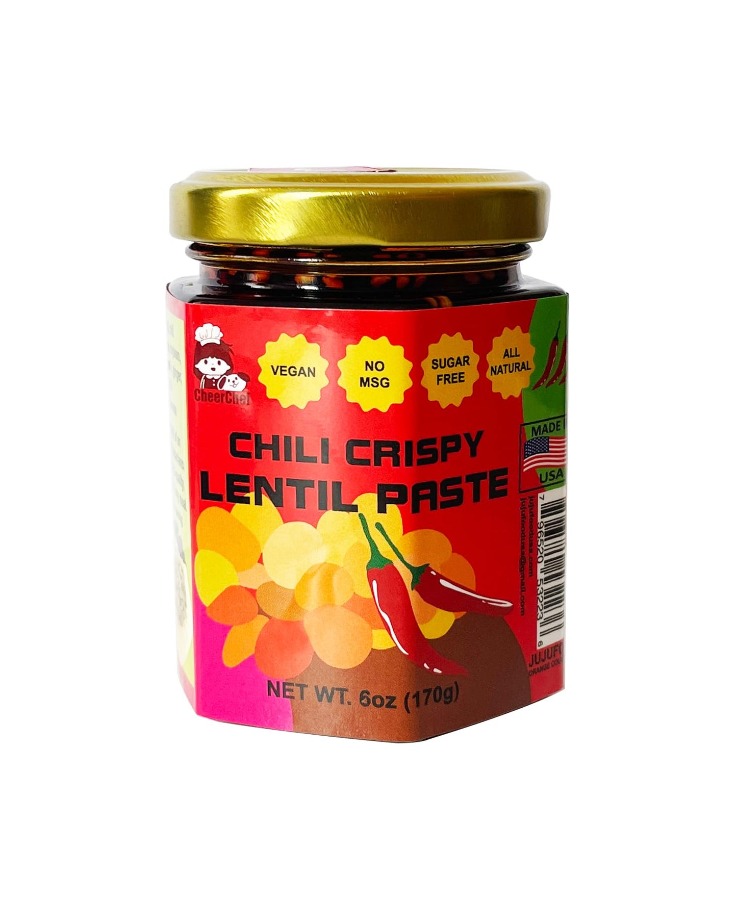 Chili Crispy Lentil Paste-gourmets and chili lovers must, spicy and tasty, vegetarian and gluten free, made in USA with unique fusion of American