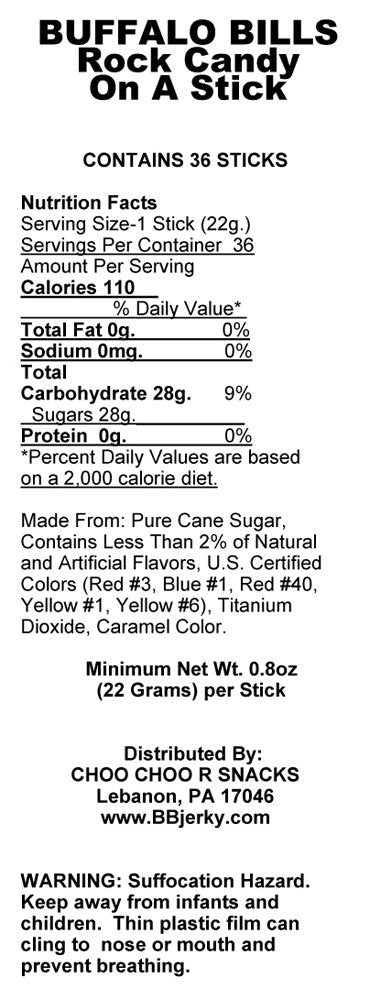 Buffalo Bills Root Beer (Brown) Rock Candy On A Stick (36-ct tub brown rock candy crystal sticks)
