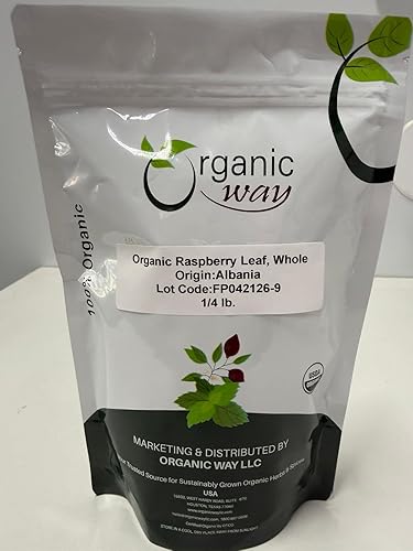 Organic Way Premium Dried Raspberry Leaf Whole (Rubus idaeus) - European Wild-Harvest | Organic & Kosher Certified | Raw, Vegan, Non GMO & Gluten Free