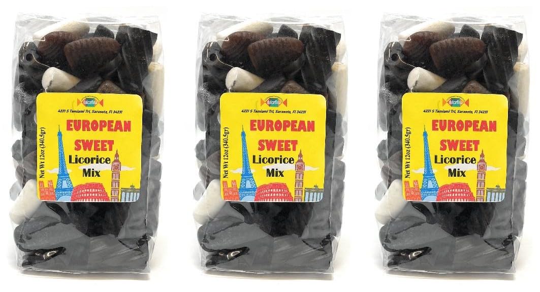 European Sweet Licorice Collection - Total wt. 36(Oz), Include: 3 pck of Sweet Euro Licorice Mix,