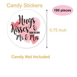 Chocolate Drop Labels Stickers, Hugs & Kisses from The New Mr. & Mrs., 180 Pack, Fits Hershey's Kisses Party Favors, Wedding Stickers for Weddings