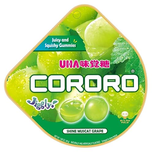UHA CORORO (Shine Muscat Grape / 48g x 6) Japanese Gummy Candy, Gummies (Juicy and Squishy/real fruit juice) kororo