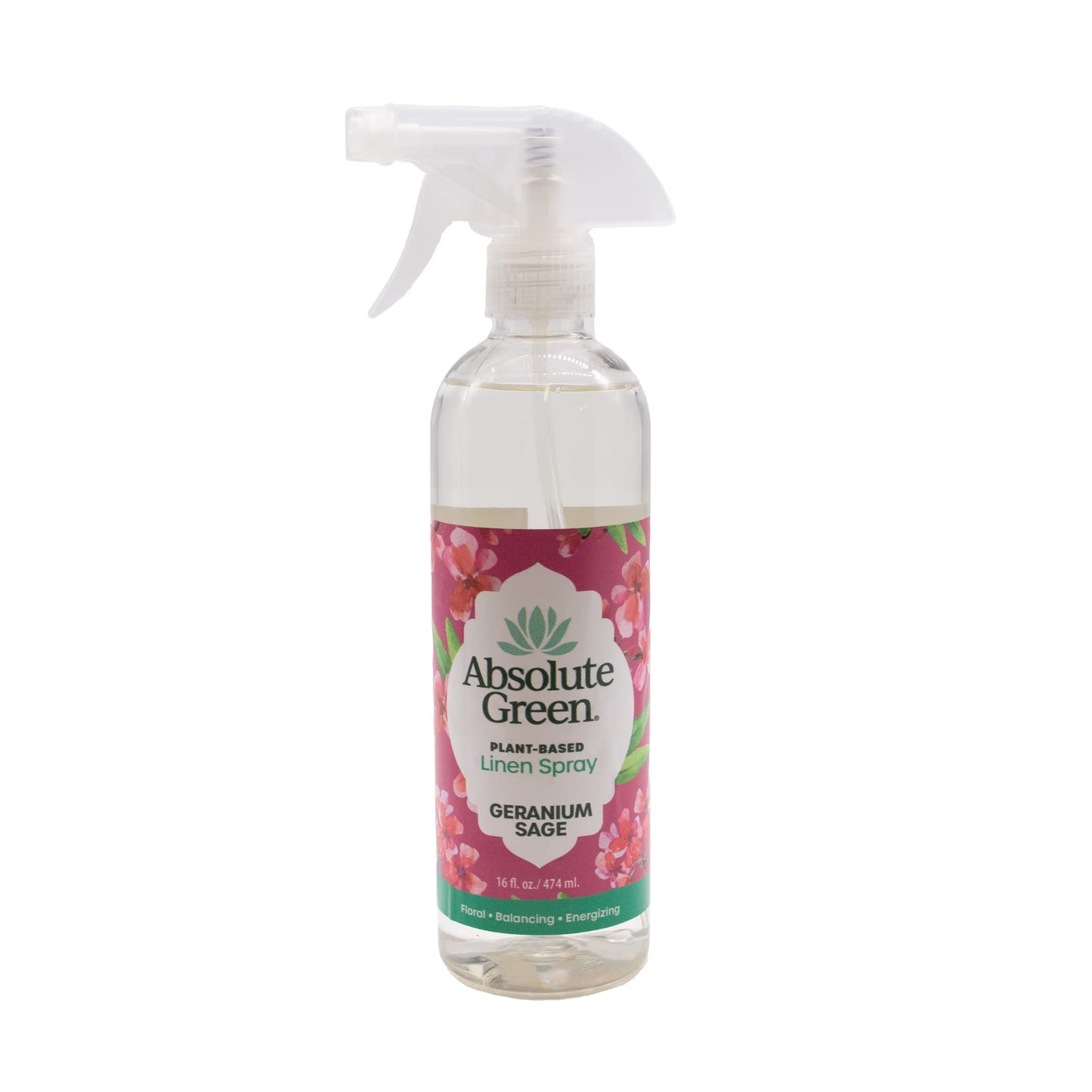 Absolute Green Linen and Fabric Spray, Fabric Freshener, Sheets, Towels, Sofa, Pet Safe, Geranium Sage Scent, 16 oz