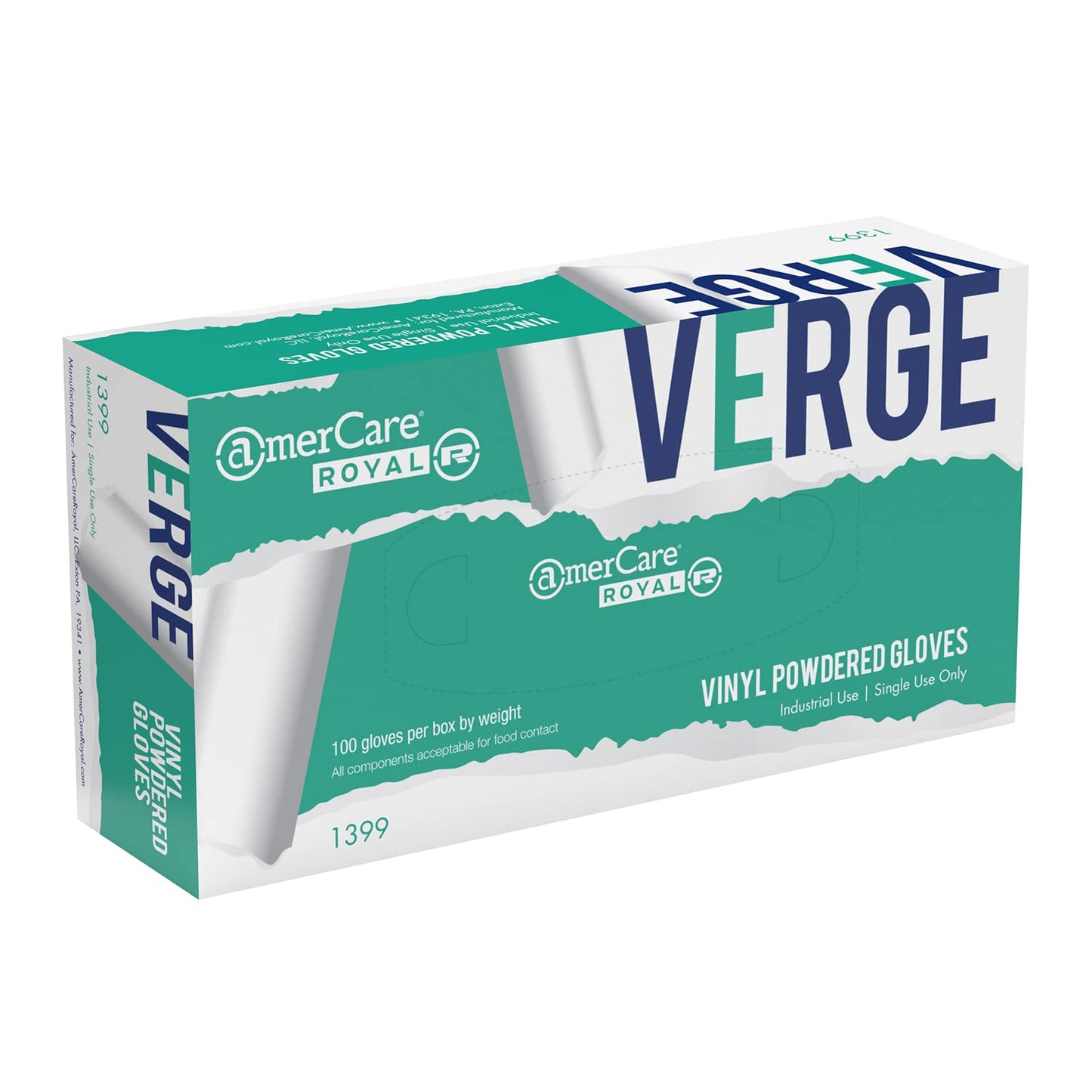AmerCare Verge Powdered Gloves, Vinyl, Large, Case of 1000